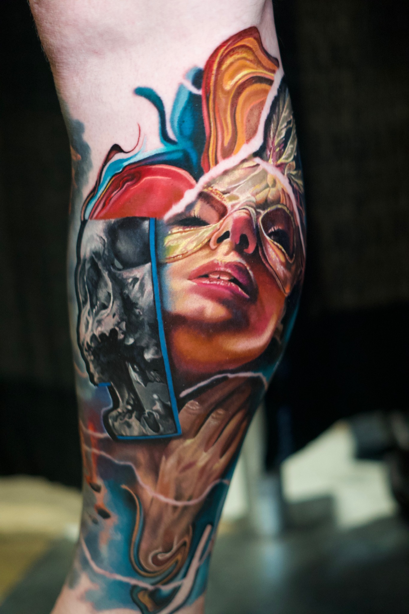 Color portrait tattoo completed on Ryan by HIP
