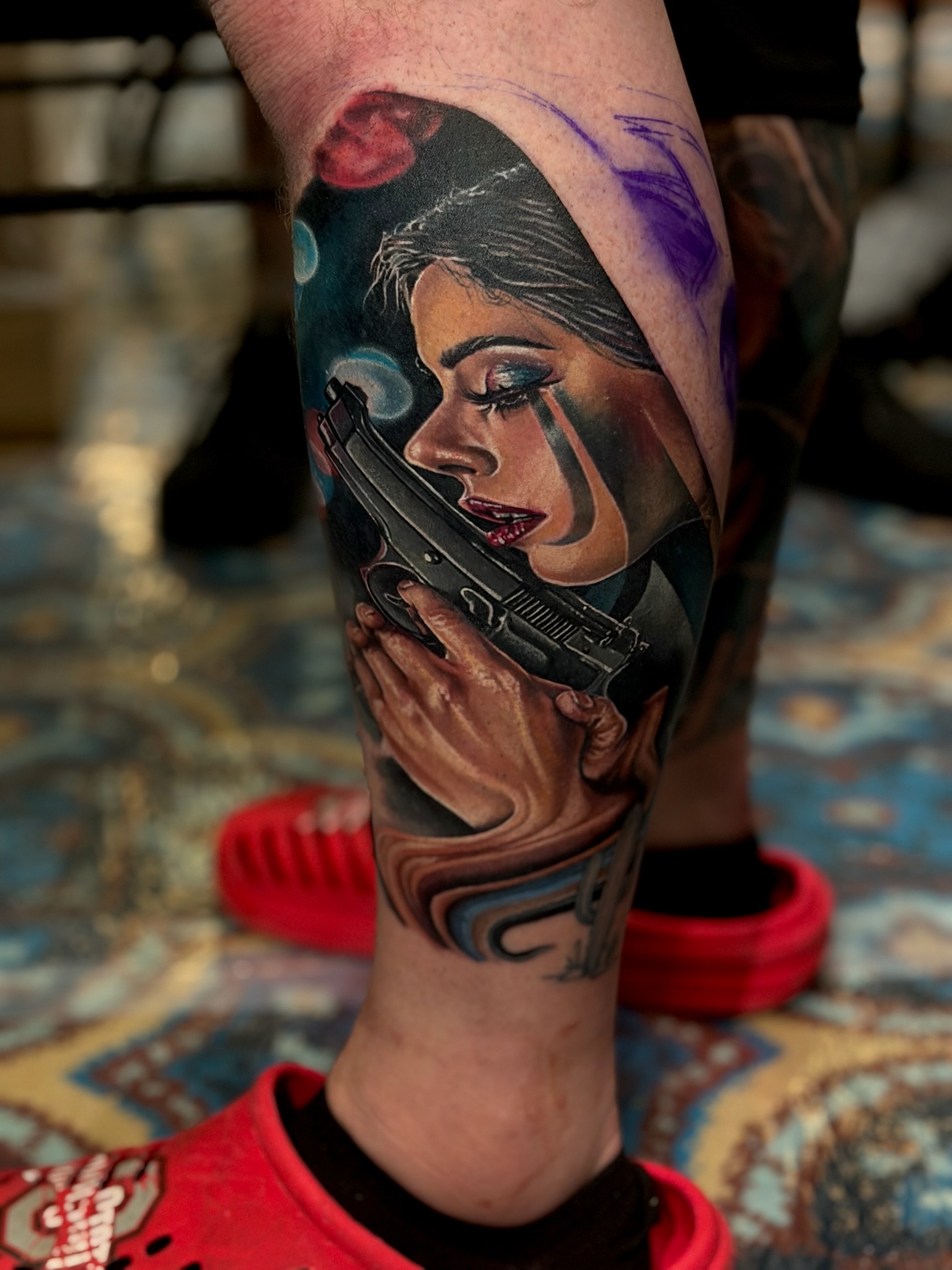 Color portrait tattoo completed on Ryan by HIP